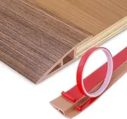 Floor Transition Strip Vinyl Door Threshold Ramp Self Adhesive Carpet Edging Strip Doorway Edge Trim, Overlap Edge Reducer for Laminate Carpet, Floor, Tile (Brown Wood Grain, 2/5" to 3/5", 3.3Ft)