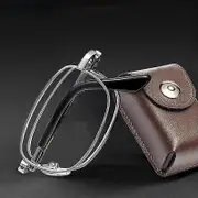 Portable Metal Foldable Reading Glasses Ultralight Men Business Presbyopia Silver -1.5