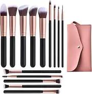 14 Pcs Conical Makeup Brushes Set With Case Bag,Professional Synthetic Makeup Brush Set Kit for Cosmetics Foundation Blending Blush Eyeliner Concealer Face Powder Blush