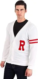 Fun Costumes Deluxe Grease Rydell High Men's Plus Letterman Sweater 2X White