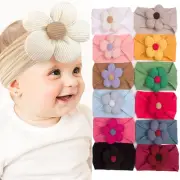 Newborn Baby Headband Big Flower Elastic Hair Band Jacquard Nylon Wide Turban