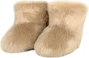 [Urmycos] Girls Fluffy Furry Snow Boots Faux Fur Winter Warm Outdoor Boots