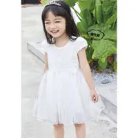 在飛比找蝦皮購物優惠-童裝商場* 兒童短袖點點紗裙蕾絲花朵白洋裝女童公主裙紗裙禮服