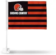 Rico Industries NFL Football Cleveland Browns Country Double Sided Car Flag - 16" x 19" - Strong Pole that Hooks Onto Car/Truck/Automobile