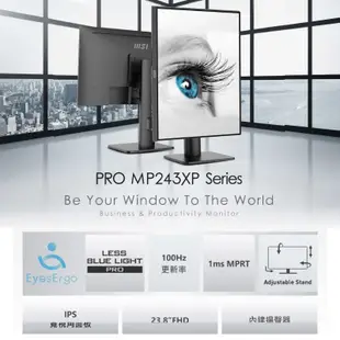 MSI 微星 PRO MP243XP 24吋 IPS 商務螢幕 護眼 平面 液晶螢幕 電腦螢幕 顯示器 MSI490