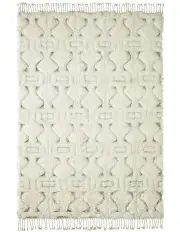 [Miss Amara] Camilla Tribal Pattern Berber Wool Shag Rug in Beige
