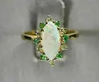 2Ct Marquise Cut Fire Opal Solitaire Engagement Ring 14K Yellow Gold Finish