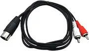 Qaoquda DIN 5 Pin to RCA Cable, 5ft/1.5m 5-Pin Din Male Plug to 2-RCA Male Audio Adapter Cable for Electrophonic Bang & Olufsen, Naim, Quad.Stereo Systems (DIN 5P M-2RCA M)