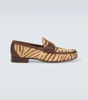 [Valentino Garavani] Valentino Garavani VLogo zebra-print calf hair loafers AU 7 beige