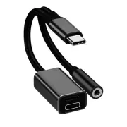 3in1 USB C to 3.5mm/Type-C/IOS Aux Audio Adapter PD Fast Charge Headphone5656