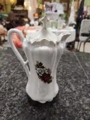 House of Webster Prussian Chocolate Pot-Red and White Roses