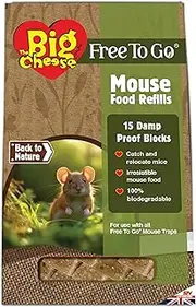 The Big Cheese Free to Go Mouse Food Refills - 10g x 15, Poison-Free, Food Blocks for Mice