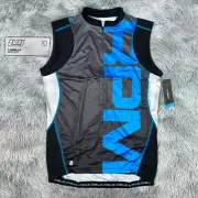 New LES MILLS Men’s Rpm Pulse Sleevless Top Blue Black Cycling Jersey L