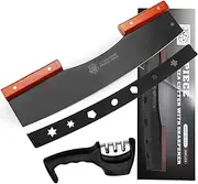 [AILUROPODA] Pizza Cutter Rocker with Knife Sharpener & Protective Cover 16" Large Pizza Rocker Cutter Sharp Pizza Slicer 30Cr13 Stainless Steel Pizza Knife Black…