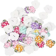 STOBOK Sewing Buttons Set 100pcs White Base Flower Shape Buttons Coat Clothing Decorations Replacement 20x22mm