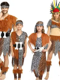 在飛比找蝦皮購物優惠-萬聖節服裝成人野人原始人印第安人非洲服 篝火晚會男女款野人裝