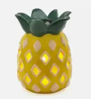 Ceramic Pineapple Yellow/Green Solar Lantern Table Decor Patio Light - NEW!