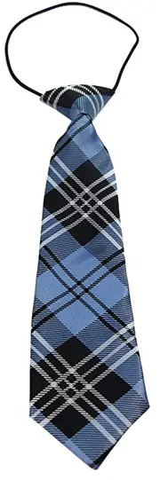 Kids Boys Light Blue Patterned Elastic Neck Tie - Criss Cross Light Blue