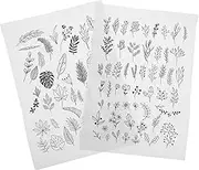 jojofuny 2 Sheets Water Soluble Stabilizer for Hand Sewing Embroidery Sticker with Pre Printed Patterns Stick and Stitch Transfers for DIY Projects and Crafting