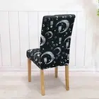 Black WhiteCrescent moon pattern Dining Chair Covers Slipcovers Stretch Washable