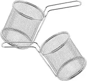 BRIGHTFUFU 2pcs Deep Fry Pot Basket Oil Strainer for Air Fryer Drain Basket Stainless Steel Replacement