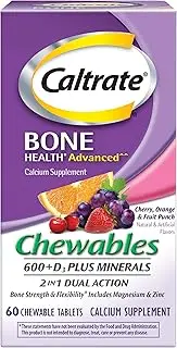 Caltrate Calcium & Vitamin D Plus Minerals, 600+D, Chewables, Orange & Fruit Punch, 60 Ea (Pack Of 3)