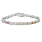 Sterling Silver Multi Coloured Cubic Zirconia Tennis Bracelet