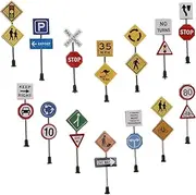Kisangel 14pcs Mini Traffic Signs Simulation Road Signs for Miniature Landscapes Safe Lightweight Decor for Sand Table Models Realistic Micro Landscape Accessories