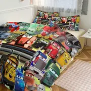 Bed Sheets g309 Cars Lightning McQueen Print Bedding Set Pattern Duvet Cove Set 3 Pieces 1 Quilt Cover And 2 Pillowcases for Women Men Teens tq309 Be