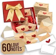 STOFINITY 60 Blank Note Cards And Envelopes - Mini Envelopes With Blank Cards, Mini Valentines Card Bulk, Tiny Valentines Day Card, Little Love Notes For Him Her, Cute Gifts For Boyfriend Girlfriend