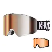 NIMBUS Cylindrical Snow Goggles w/Dual Lens by ZEISS Lenses, Dark Thunder, M/L