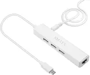 Ethernet Adapter, Micro USB to RJ45 LAN Port with 3 USB Hub