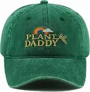 [GNAHZNUXNAIX] Green Dad Hat Men Women Embroidered Baseball Cap Low Profile Father's Day Snapback Hat Vintage Adjustable Washed Unisex