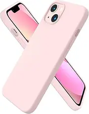 [ORNARTO] Compatible with iPhone 13 Case 6.1, Slim Liquid Silicone 3 Layers Full Covered Soft Gel Rubber Phone Case 6.1 inch-Chalk Pink