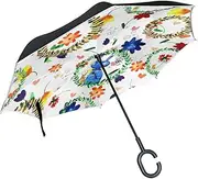 Double Layer Inverted Umbrella Cars Reverse Umbrella Cute Animals Floral Wreath Windproof UV Proof Travel Outdoor Umbrella
