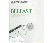 Zweigart Precut Belfast 3609, 32Ct/12.6St 48x68cm Lin/Met.Poly 95/5 Opalescent White
