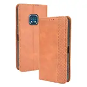 Vintage Style Magnetic Auto-absorbed Leather Wallet Stand Phone Protective Case Shell For Nokia Xr20