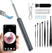 Congeowe Ear Wax Removal - Earwax Remover Tool with 8 Pcs Ear Set - Ear Cleaner with 1080P Camera - FSA HSA Eligible -Earwax Removal, Ear Cleaning Kit with 6 Ear Spoon - Ear Camera for iPhone iOS & Android (Midnight Blue)