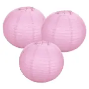 3Pcs Decorative Hanging Round Paper Lanterns 40cm/16", Pink