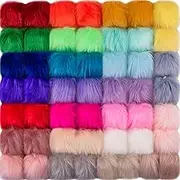 SIQUK 50 Faux Fox Fur Pom Pom Balls (25 Colors, 2 Pcs Per Color) with Elastic Loop for Hats, Beanie, Shoes, Scarves, Gloves, Bags & Accessories