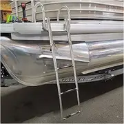 Boat Ladders 4 Step Folding Removable, Telescopic 4 Step Ladder for Pontoon Boat Pool, Telescoping Rear Entry Inboard Ladders, Heavy Duty Swim Deck Ladder
