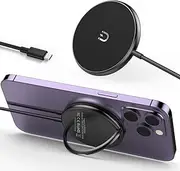 yuoscmc Magnetic Wireless Charger with USB-C, 15W Portable Fast Wireless Charging Pad, Compatible with Mag-Safe Charger for iPhone 14/14 pro/14 pro max/12/13/13 Pro/13 Pro Max, Airpods Pro(Black)