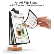 A5 A4 DL Flip Stand with 5 Sleeves Table and Menu Sign Holder Restaurant Display