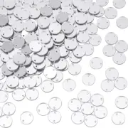 200Pcs Sew on Silver Mirror Rhinestones Flat round Sew on Rhinestones for Clothe