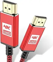 4K HDMI Cable 1m,AviBrex HDMI 2.0 Cable 18Gbps High Speed Nylon Braid HDMI to HDMI Cord Supports 4K@60hz UHD 2160p,HD 1080p,3D,HDCP 2.2 ARC Compatible with Fire TV HDTV PS5 PS4 PC-Red