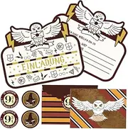 YeahBoom Children's Birthday Invitation Cards, 12 German Invitation Cards, 12 Envelopes, 12 Tattoo Stickers, Invitation Cards Birthday Boy Girl, Party Invitations Children