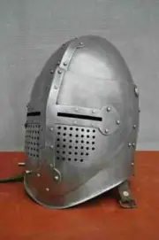 Medieval Armor Helmet 18 Gauge Steel Knight Templar Visor Helmet Halloween