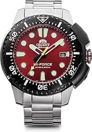 [ORIENT] M-Force Automatic Wristwatch, MForce Mechanical Automatic, Waterproof for Scuba Diving 200m, Men's Red, red, Wristwatch sports automatic (hand wound) and second hand stop function