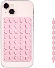 Silicone Double Sided Suction Phone Holder, Detachable Suction Cup Phone Mount Hand-Free Suction Cell Phone Case Multi-Purpose Sticky Grip for Mobile Devices Mirror Glass (Pink)