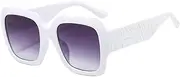 [HAOMAO] Square Carved Leg Sunglasses For Women And Men Retro Outdoor Pattern Gradient Shades Uv400 Sun Glass